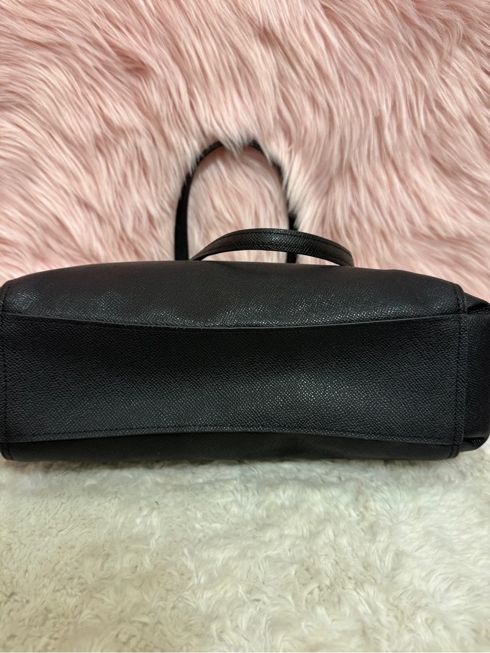 Coach Factory Black Leather Shoulder Bag with Gold Accents